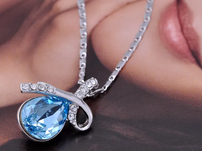 Swarovski Crystal Elements Aquamarine Bow Necklace Alilang Necklaces Swarovski Crystal Elements Aquamarine Bow Necklace Alilang Necklaces