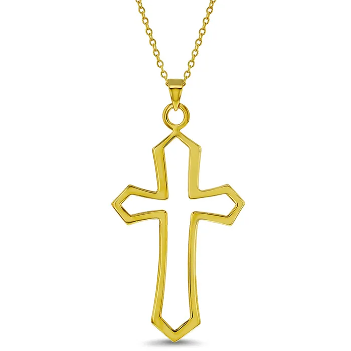 Teen Final Sale Necklaces 925 Sterling Silver Gold Plated Christian Religious Cross Open Pendant Necklace Women 17 Teen Final Sale Necklaces 925 Sterling Silver Gold Plated Christian Religious Cross Open Pendant Necklace Women 17