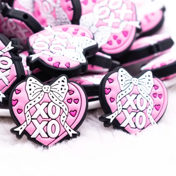 The BumbleBead Company Necklaces Hugs and Kisses Heart Silicone Focal Bead Accessory The BumbleBead Company Necklaces Hugs and Kisses Heart Silicone Focal Bead Accessory