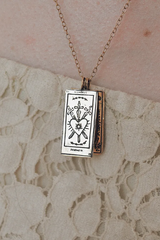 Three of Swords Tarot Card Necklace Sofia Zakia Necklaces