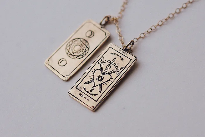 Three of Swords Tarot Card Necklace Sofia Zakia Necklaces