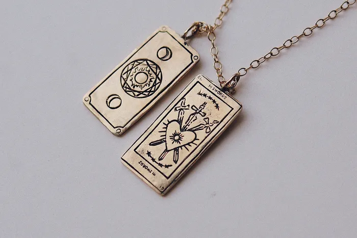 Three of Swords Tarot Card Necklace Sofia Zakia Necklaces