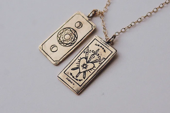 Three of Swords Tarot Card Necklace Sofia Zakia Necklaces