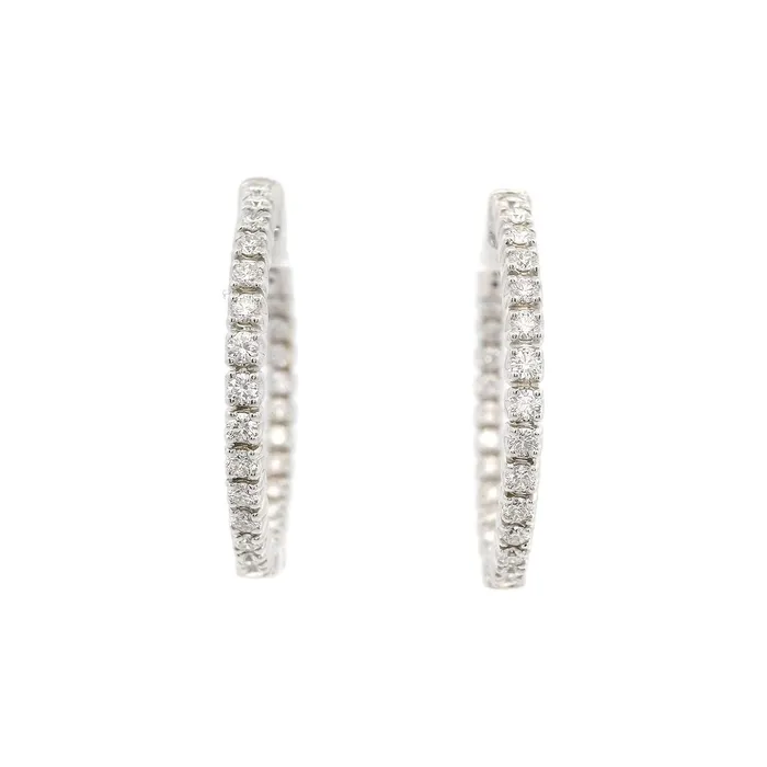 18kt White Gold Inside Out Diamond Hoop Earrings Classic Creations Earrings 18kt White Gold Inside Out Diamond Hoop Earrings Classic Creations Earrings