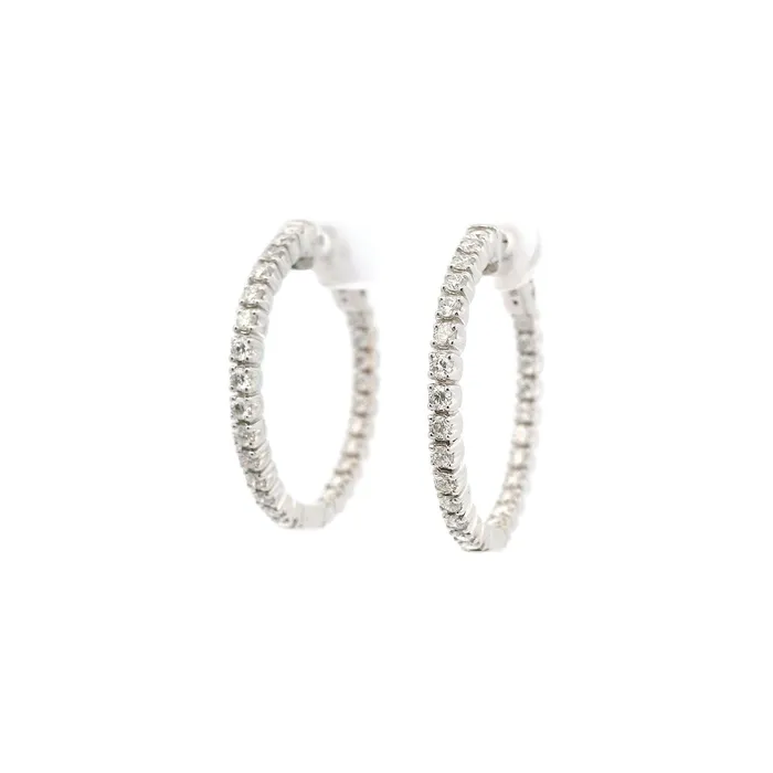 18kt White Gold Inside Out Diamond Hoop Earrings Classic Creations Earrings