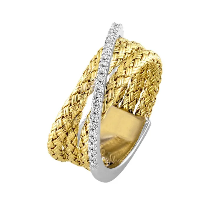 18kt Yellow Gold Woven Diamond Ring Classic Creations Rings