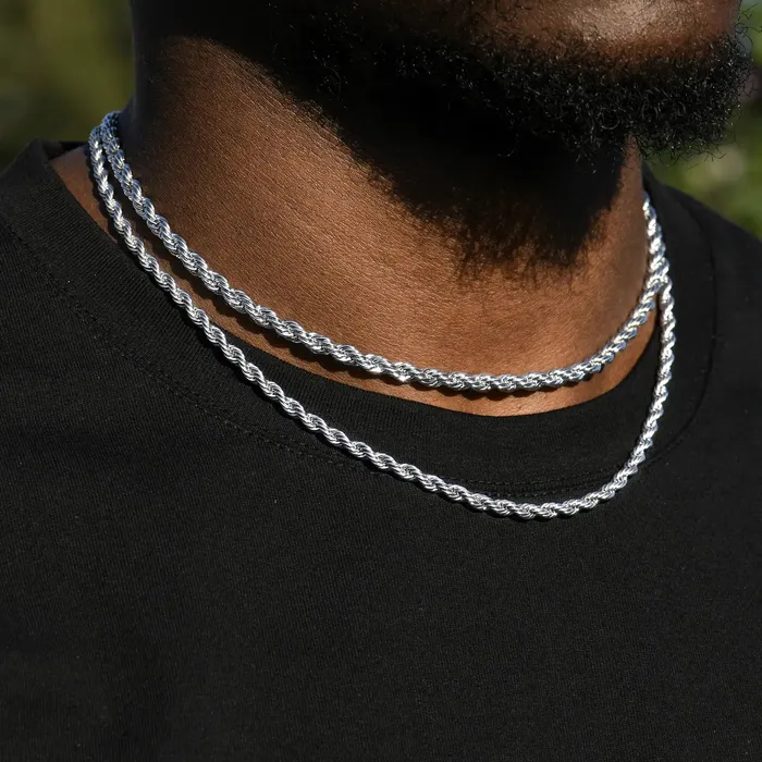 35mm Rope Chain White Gold aporro Necklaces