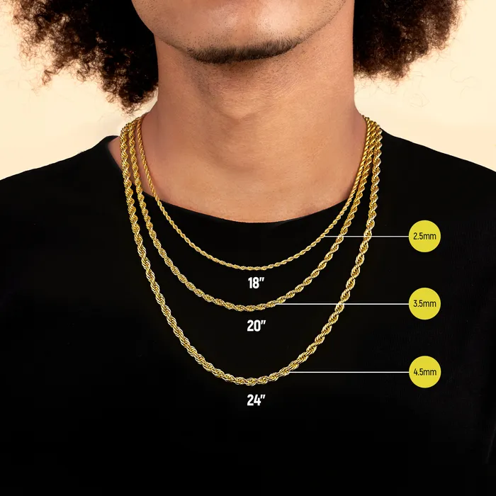 35mm Rope Chain White Gold aporro Necklaces