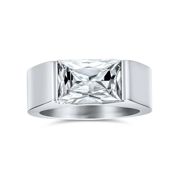 4CT Imitation Sapphire Emerald Cut CZ Mens Engagement Ring Stainless BlingJewelry Wholesale Rings 4CT Imitation Sapphire Emerald Cut CZ Mens Engagement Ring Stainless BlingJewelry Wholesale Rings
