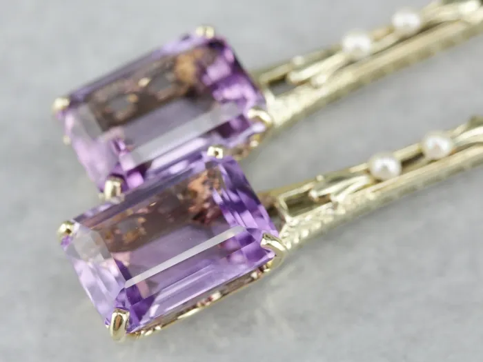 Amethyst and Seed Pearl Filigree Drop Earrings Market Square Jewelers Earrings Amethyst and Seed Pearl Filigree Drop Earrings Market Square Jewelers Earrings