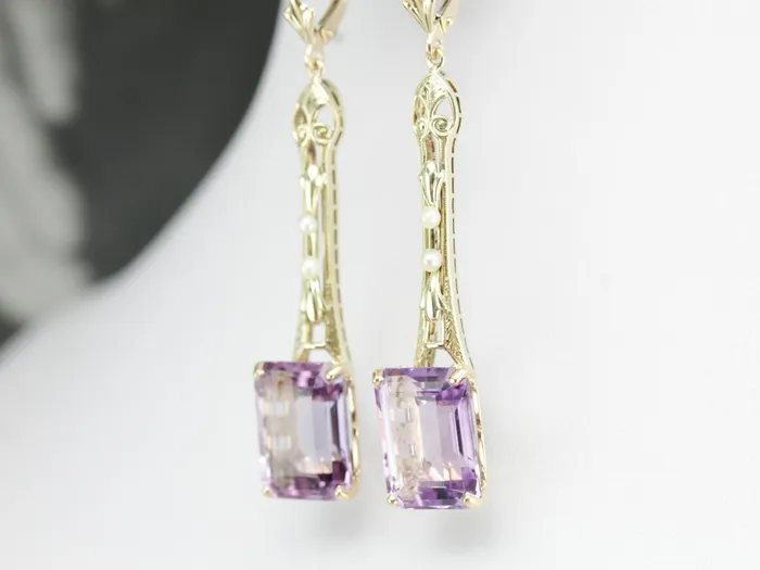 Amethyst and Seed Pearl Filigree Drop Earrings Market Square Jewelers Earrings Amethyst and Seed Pearl Filigree Drop Earrings Market Square Jewelers Earrings