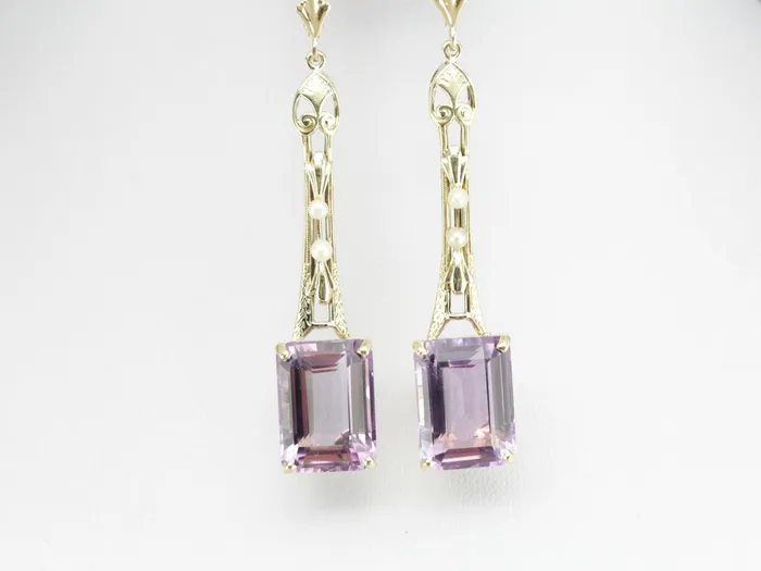 Amethyst and Seed Pearl Filigree Drop Earrings Market Square Jewelers Earrings Amethyst and Seed Pearl Filigree Drop Earrings Market Square Jewelers Earrings