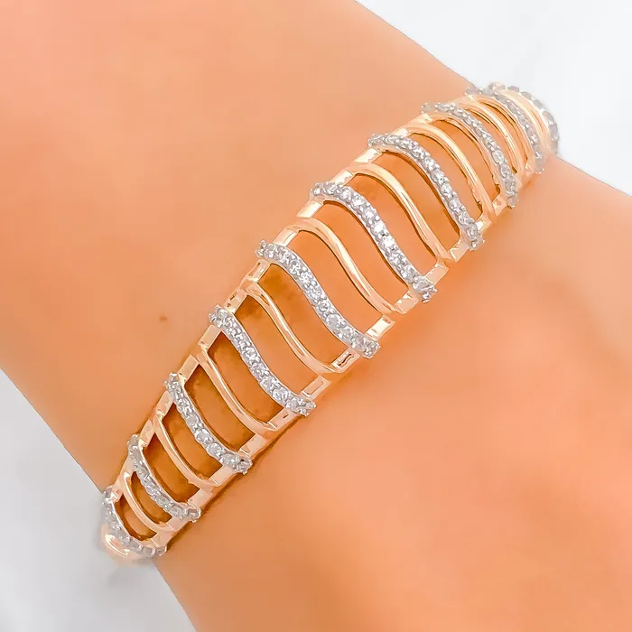 Andaaz Jewelers Bracelets Contemporary Striped Diamond 18k Gold Bangle Bracelet Andaaz Jewelers Bracelets Contemporary Striped Diamond 18k Gold Bangle Bracelet