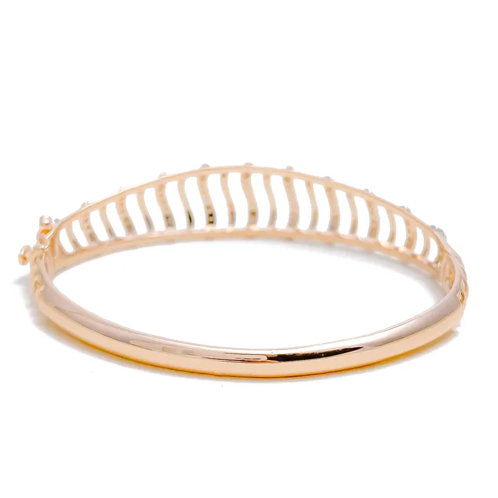 Andaaz Jewelers Bracelets Contemporary Striped Diamond 18k Gold Bangle Bracelet