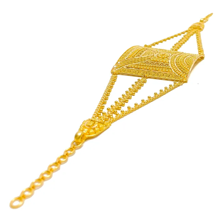Andaaz Jewelers Bracelets Graceful Floral 22k Gold Statement Bracelet