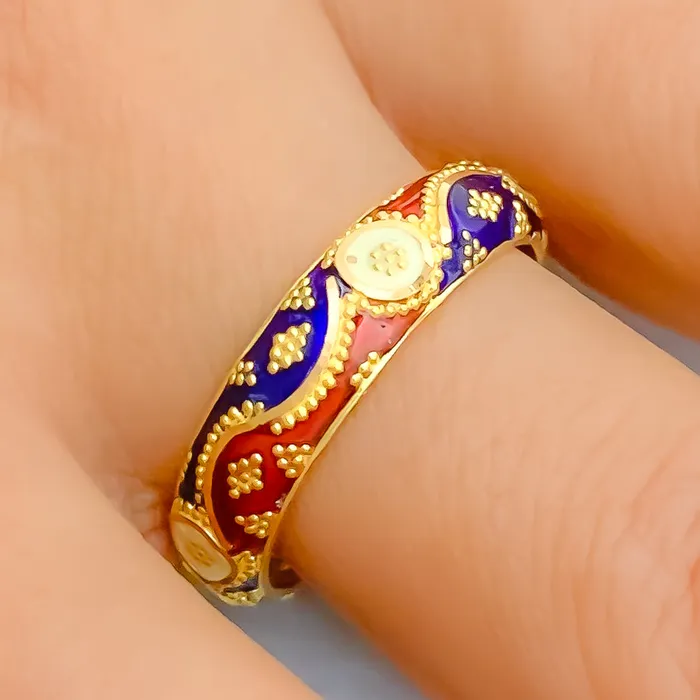 Andaaz Jewelers Colorful Meenakari 22k Gold Ring Rings