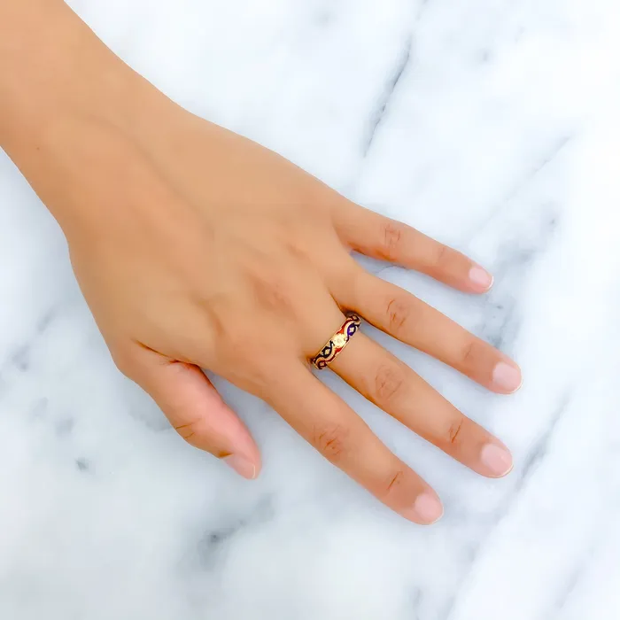 Andaaz Jewelers Colorful Meenakari 22k Gold Ring Rings