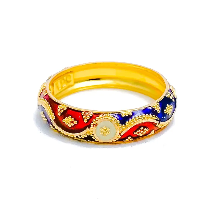Andaaz Jewelers Colorful Meenakari 22k Gold Ring Rings