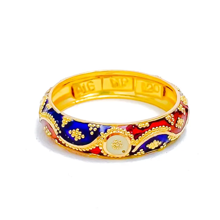 Andaaz Jewelers Colorful Meenakari 22k Gold Ring Rings