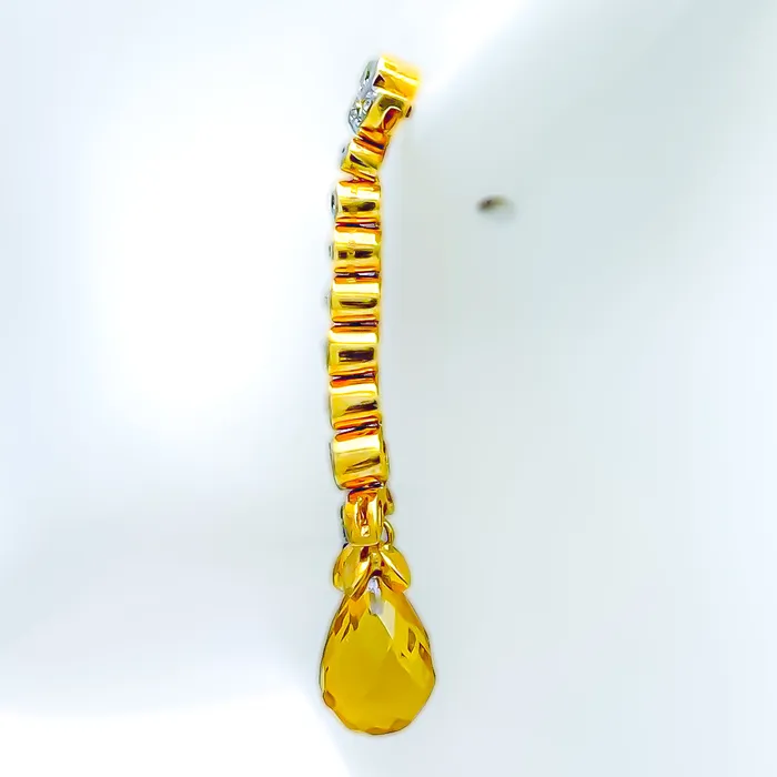 Andaaz Jewelers Earrings Dangling Citrine Teardrop Diamond 18k Gold Earrings