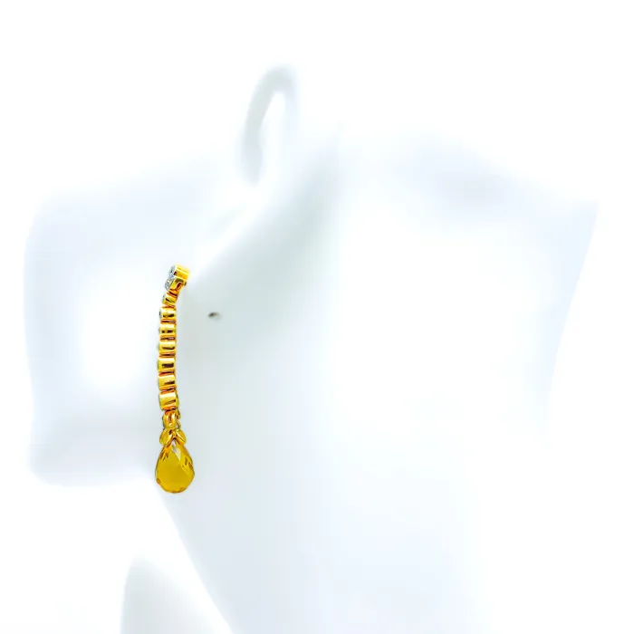 Andaaz Jewelers Earrings Dangling Citrine Teardrop Diamond 18k Gold Earrings