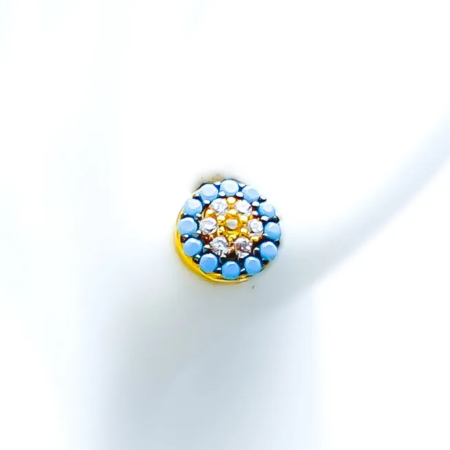 Andaaz Jewelers Earrings Elegant Sparkling 21k Gold Evil Eye Stone Tops