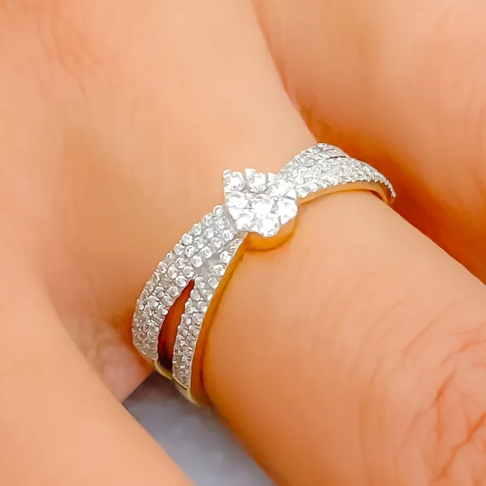 Andaaz Jewelers Festive Diamond 18k Gold Drop Ring PreStyled Sets