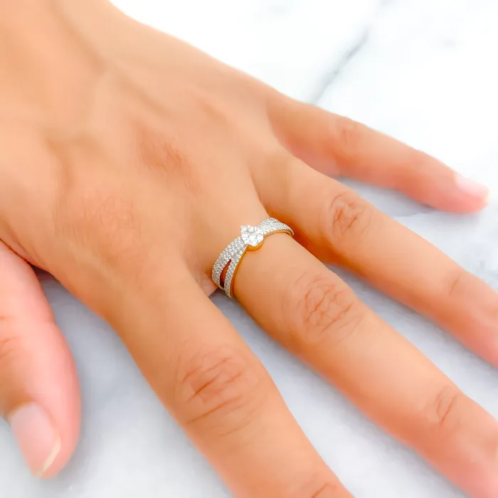 Andaaz Jewelers Festive Diamond 18k Gold Drop Ring PreStyled Sets
