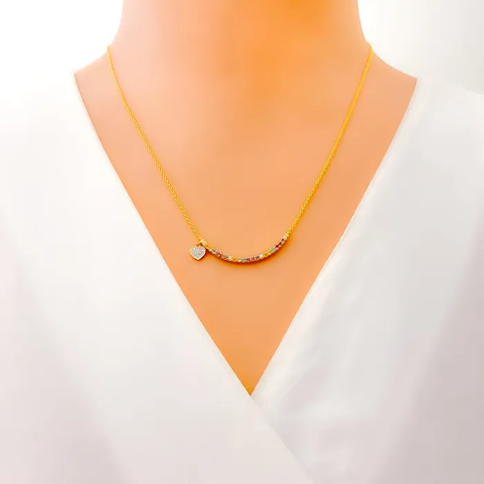 Andaaz Jewelers Lightweight Imperial Charm 18k Gold Diamond Necklace Necklaces