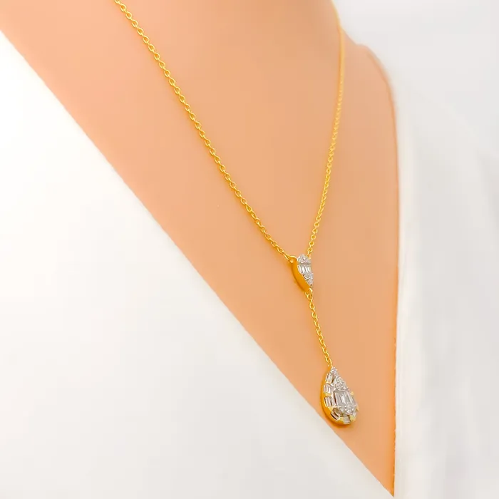 Andaaz Jewelers Necklaces Elegant Contemporary Drop 18k Gold Diamond Necklace
