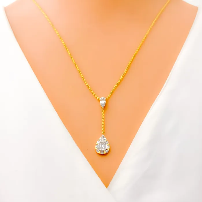 Andaaz Jewelers Necklaces Elegant Contemporary Drop 18k Gold Diamond Necklace