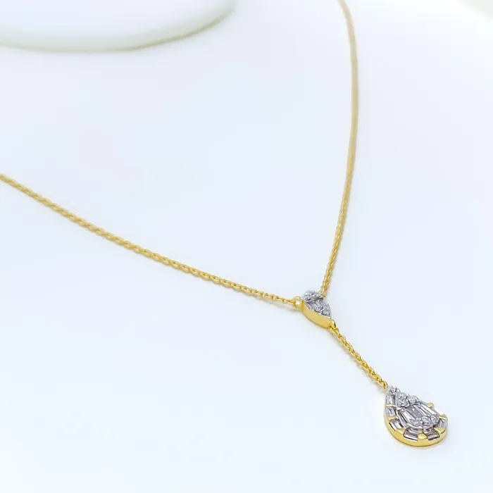 Andaaz Jewelers Necklaces Elegant Contemporary Drop 18k Gold Diamond Necklace