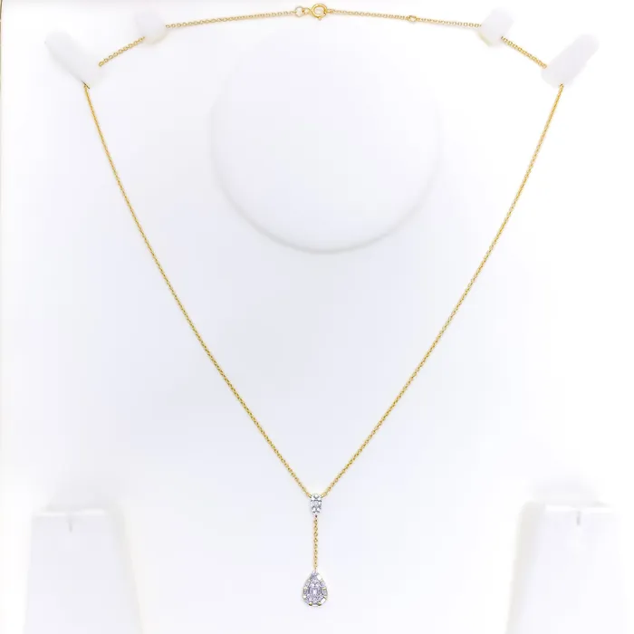 Andaaz Jewelers Necklaces Elegant Contemporary Drop 18k Gold Diamond Necklace