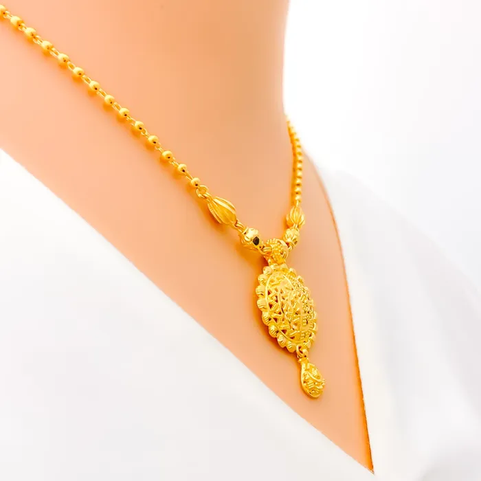Andaaz Jewelers Necklaces Intricate Charming 22k Gold Necklace Set