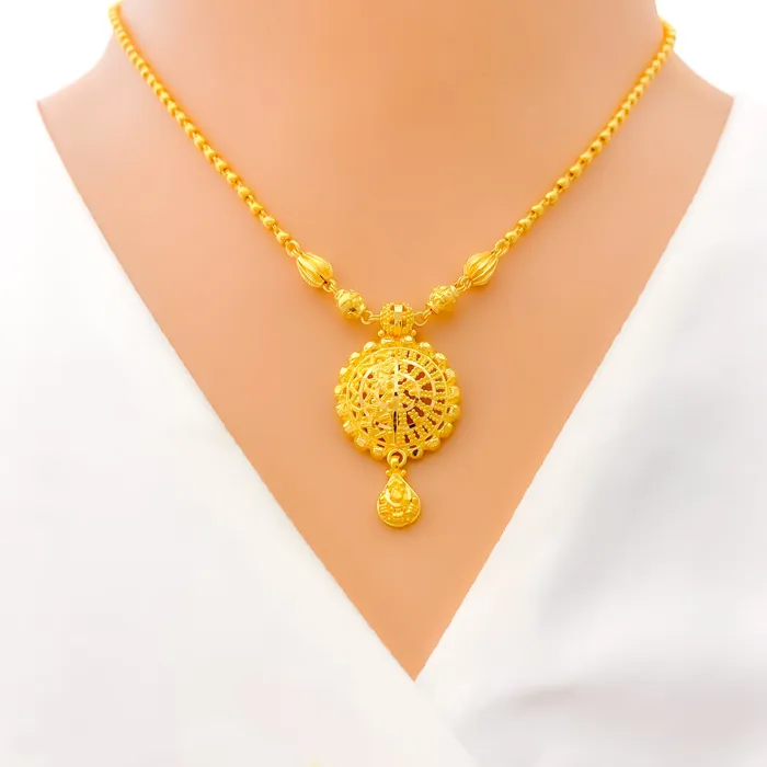 Andaaz Jewelers Necklaces Intricate Charming 22k Gold Necklace Set