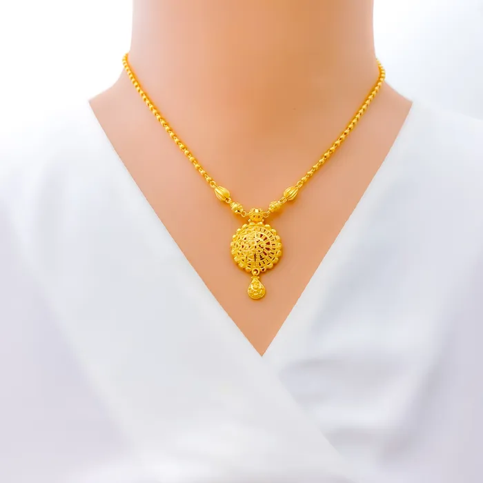 Andaaz Jewelers Necklaces Intricate Charming 22k Gold Necklace Set