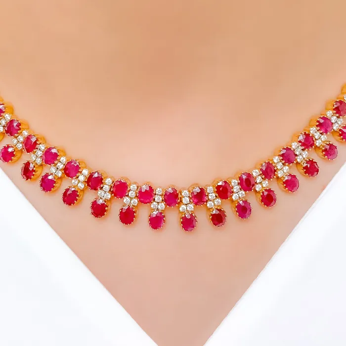 Andaaz Jewelers Necklaces Ruby and Diamond 18k Gold Necklace Set