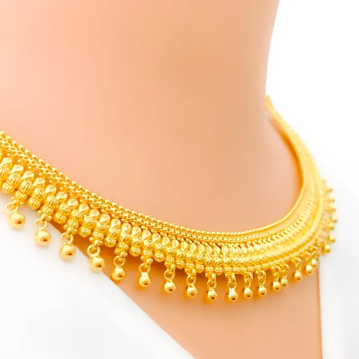 Andaaz Jewelers Palatial Dangling Tassel 22k Gold Necklace Set Necklaces Andaaz Jewelers Palatial Dangling Tassel 22k Gold Necklace Set Necklaces