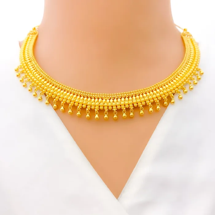 Andaaz Jewelers Palatial Dangling Tassel 22k Gold Necklace Set Necklaces