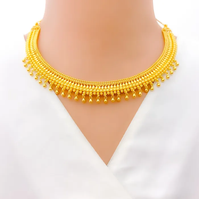 Andaaz Jewelers Palatial Dangling Tassel 22k Gold Necklace Set Necklaces