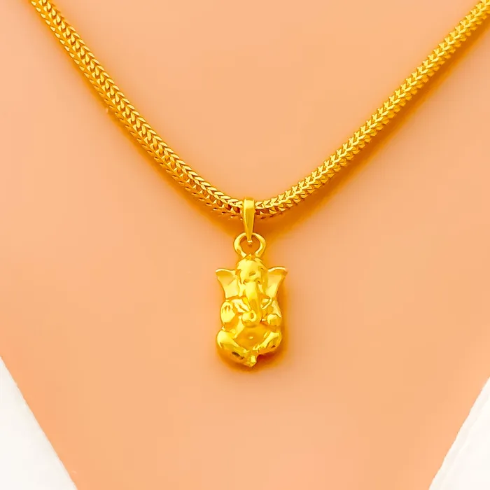 Andaaz Jewelers PreStyled Sets Beautiful Petite 22k Gold Ganesh Pendant