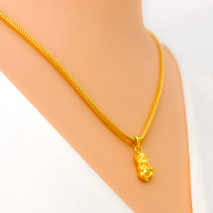 Andaaz Jewelers PreStyled Sets Beautiful Petite 22k Gold Ganesh Pendant