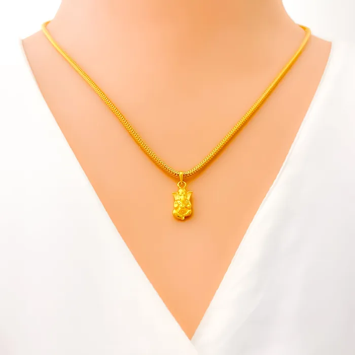 Andaaz Jewelers PreStyled Sets Beautiful Petite 22k Gold Ganesh Pendant