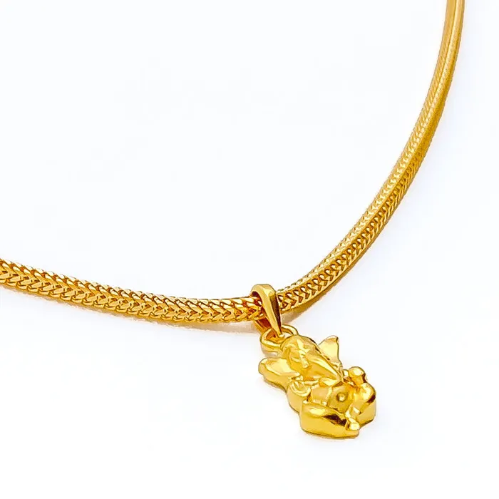 Andaaz Jewelers PreStyled Sets Beautiful Petite 22k Gold Ganesh Pendant