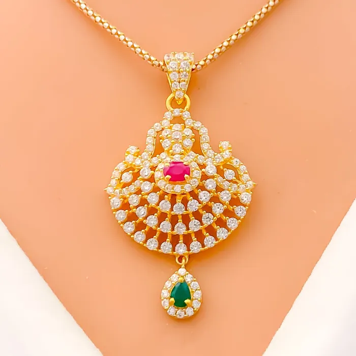 Andaaz Jewelers PreStyled Sets Elegant Luscious 22k Gold CZ Pendant