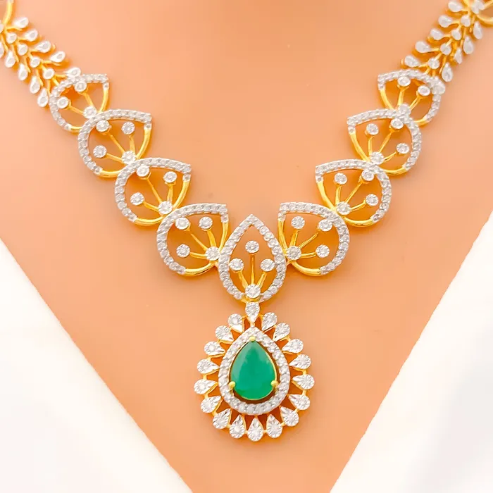 Andaaz Jewelers PreStyled Sets Exclusive Diamond Drop 18k Gold Necklace Set Andaaz Jewelers PreStyled Sets Exclusive Diamond Drop 18k Gold Necklace Set