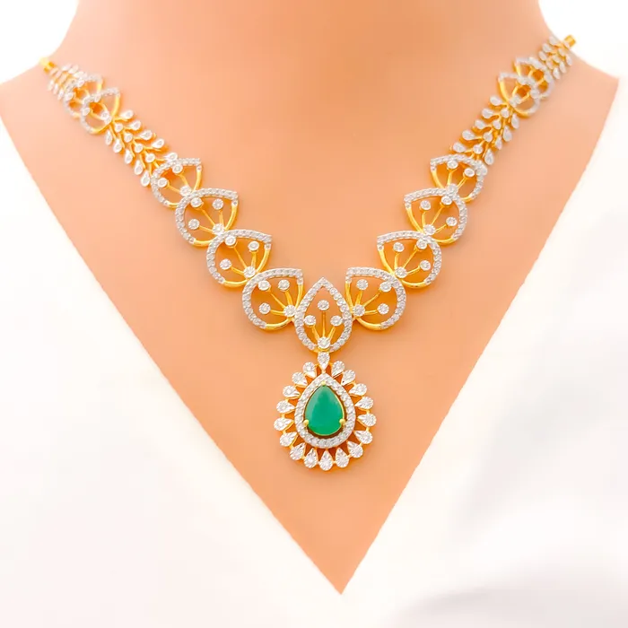 Andaaz Jewelers PreStyled Sets Exclusive Diamond Drop 18k Gold Necklace Set