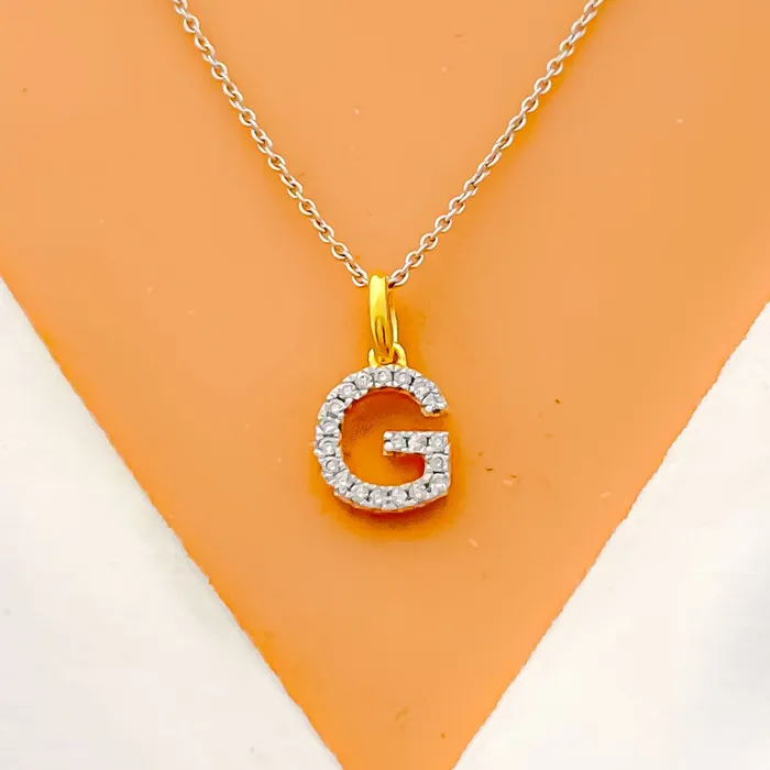 Andaaz Jewelers PreStyled Sets G Diamond Letter 18k Gold Pendant