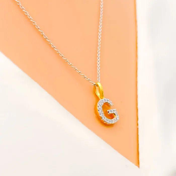Andaaz Jewelers PreStyled Sets G Diamond Letter 18k Gold Pendant