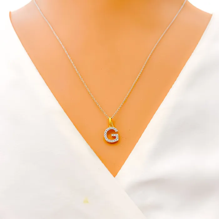 Andaaz Jewelers PreStyled Sets G Diamond Letter 18k Gold Pendant